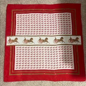 Red and White Equestrian Print Scarf